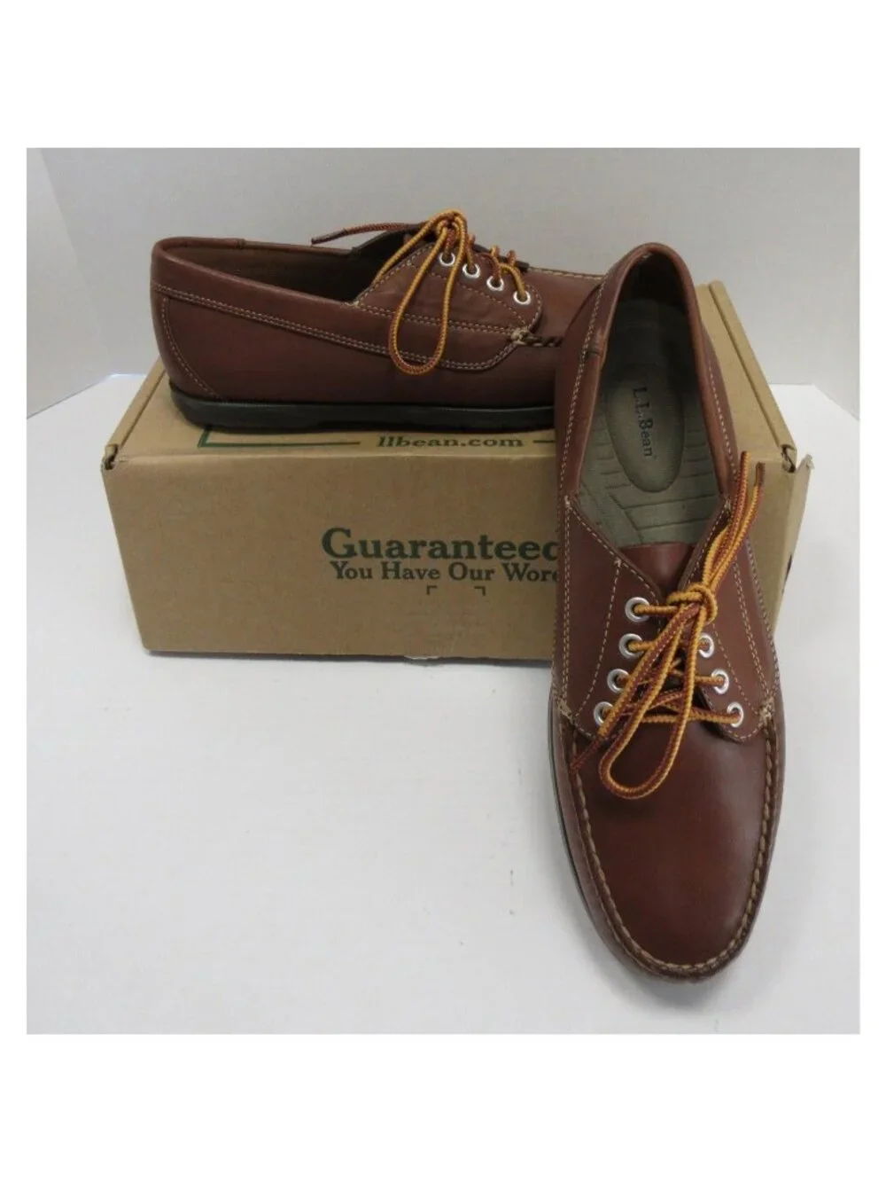 LL Bean Boat Shoes 11.5D Blucher Mocassin Leather Handsewn Lace Up NEW